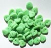 50 9mm Opaque Matte Light Green Leaf Beads